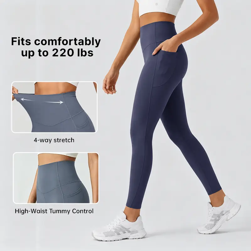 DAIISA Women's High Waist Compression Leggings - Scrunch Butt Lifting, Tummy Control, 4-Way Stretch Squat-Proof Sports Tights with Pockets, All-Season Non-See-Through Womens Fitness High Waist Activewear (Color-Sorted Wash)