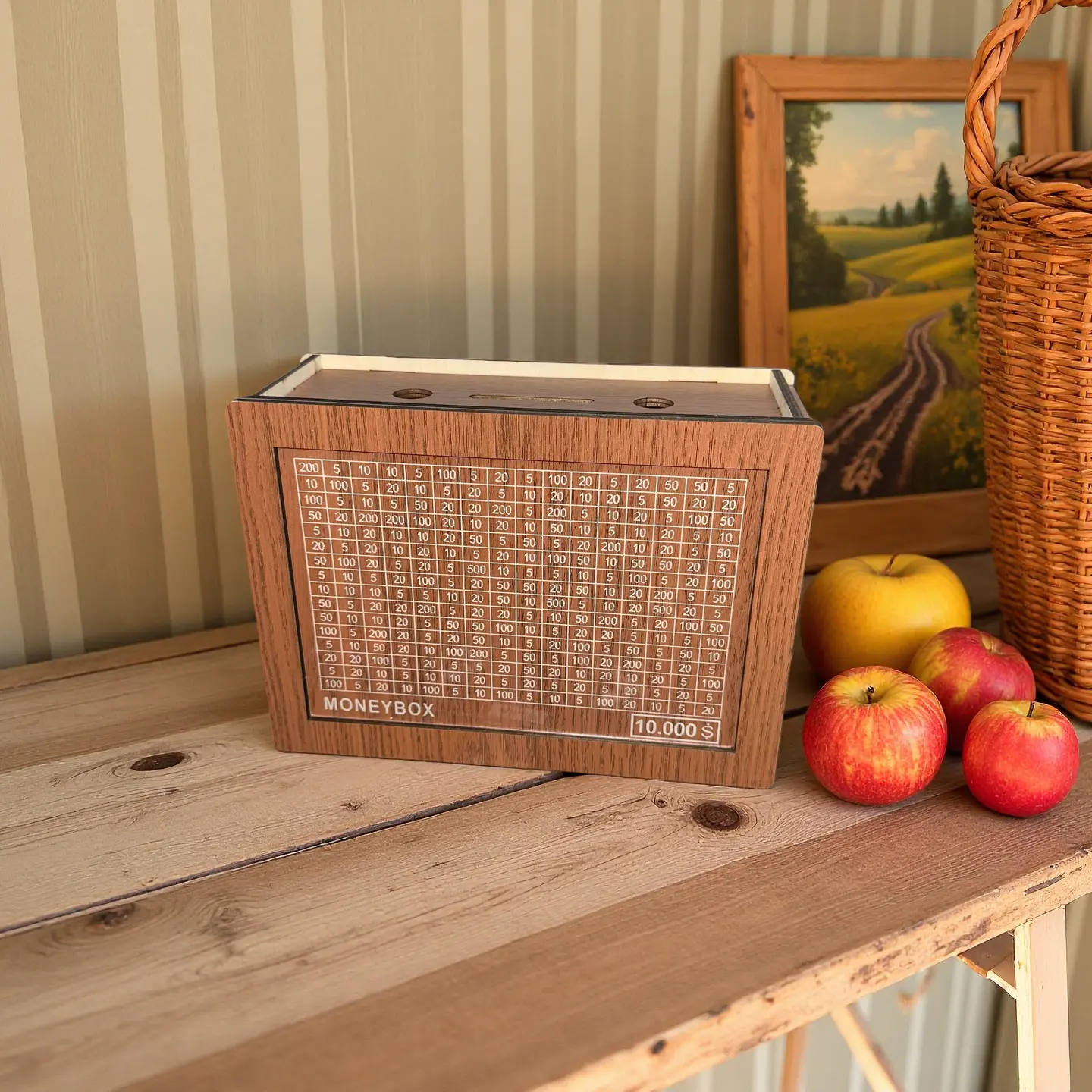 MONEYBOX Wooden - eco-friendly [biodegradable] box | Eco-friendly, sustainable design | Save up to $10,000 | stylish sturdy box | perfect for budgeting, financial planning and goal setting | perfect for teens, adults and families