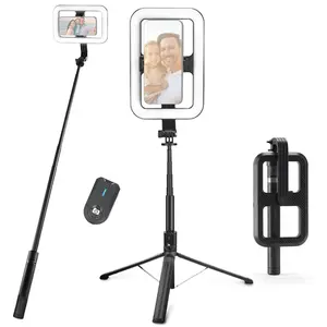 NEEWER NL100B 72" Selfie Stick with Light, 10W Rechargeable LED Ring Light, Tripod Stand, Bluetooth Remote, Phone Holder for iPhone & Android, Travel, Content Creation & Live Streaming