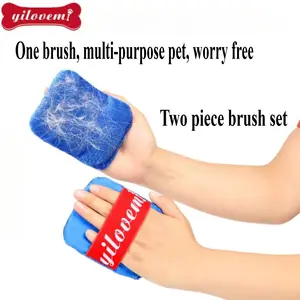 2-Pack Pet Hair Removal Gloves, Adhesive Clothing Remover, Soft Velvet Brush Pads, Reusable Portable Tool for Furniture, Carpets, Clothes