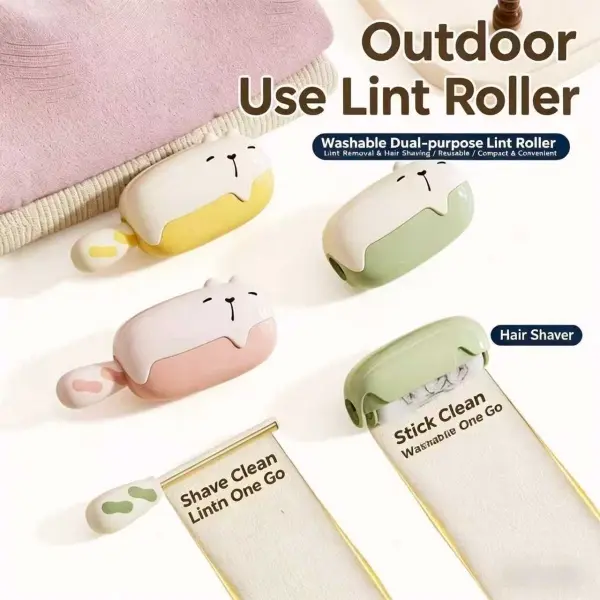 Reusable & Washable Lint Roller - 2-in-1 Pet Hair Remover with Fabric Shaving Functionality, Compact Indoor Leisure Equipment for Clothes & Furniture