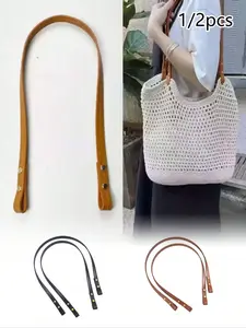 1/2pcs Handbag Handles, Handmade Bag Accessories, Pu Leather Bag Handle, Handbag Pu Leather Handle, Wallet Making Supplies, Diy Wallet Making,Pu Leather Handbag Handles - Elegant Tapered Bag Strap With Smooth Edges, Compatible With Purses, Wallets, Clutch
