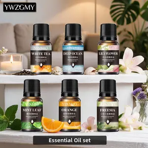 6pcs Aromatherapy Essential Oil Set, 10ML Bottles. For scented candle making, scented stone, humidifier, diffuser, family essential oil supplement and car air freshener.