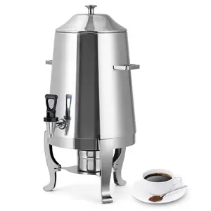 GARVEE 3.4 Gallon Stainless Steel Insulated Drink Dispenser with Spigot - Single Head Hot & Cold Beverage Dispenser for Coffee, Tea, Water - Ideal Commercial Coffee Urn & Party Water Cooler in Silver