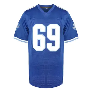 69 JERSEY – Blue Mesh V-Neck Football Shirt, Championship Patches & Breathable Design (Retro Game Day)​