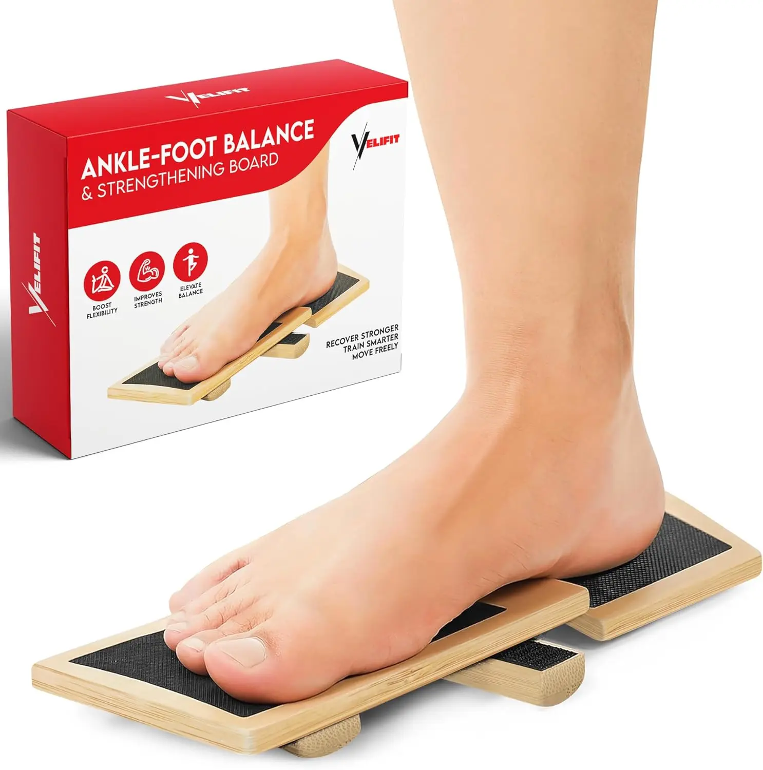 Ankle Strengthener & Axis Board, Bamboo Ankle Balance Board for Physical Therapy, Blackboard Foot Trainer & Foot Strengthener, Giboard for Balance Training, Axisboard for Leg Stability