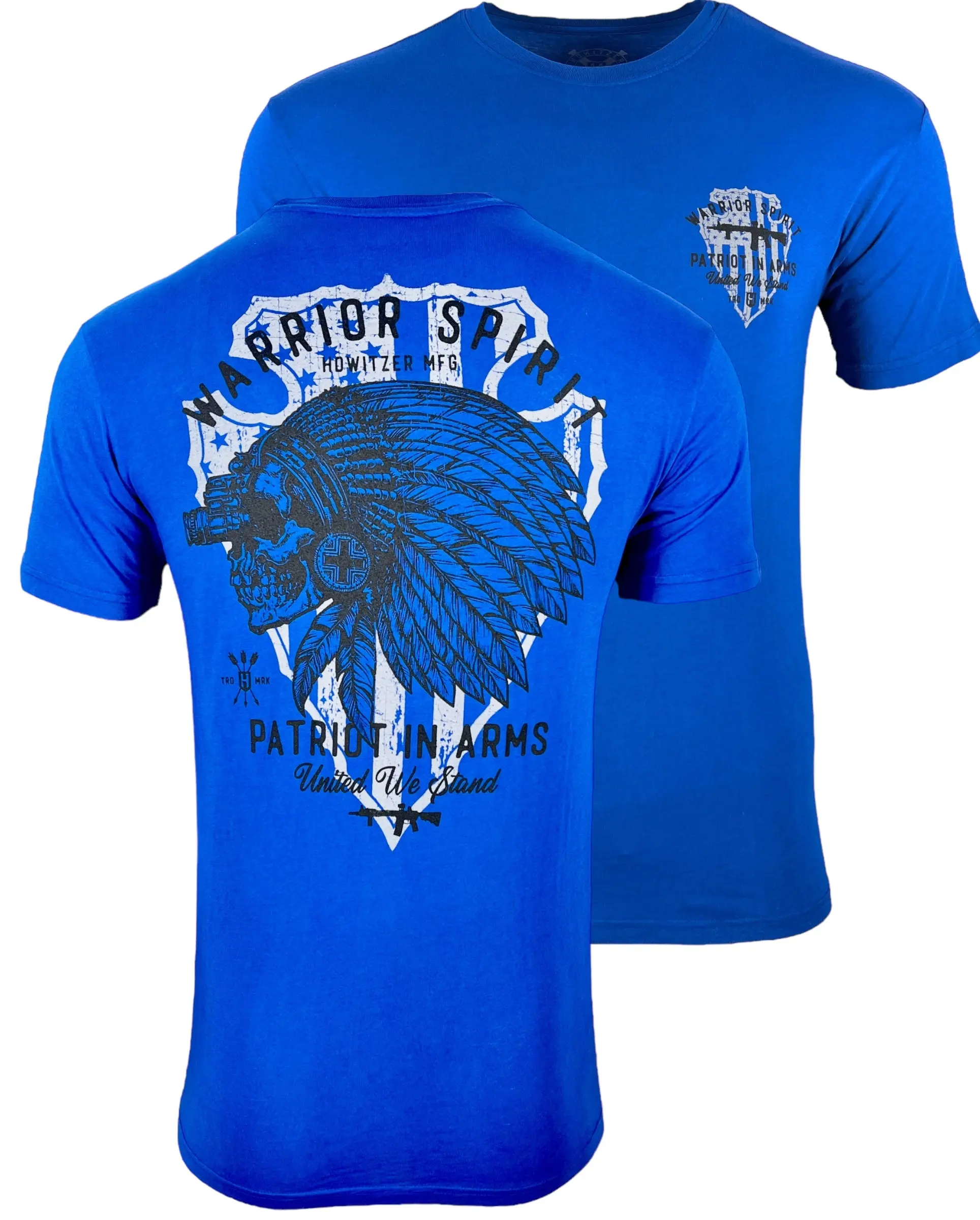 Howitzer Men's Patriot Warrior Short-Sleeve T-Shirt - Casual 100% Cotton Round Neck Tops with Veteran-Supporting Original American-Themed Graphic, Shortsleeve, Tshirt, Veterans, Graphic Print, First Responders