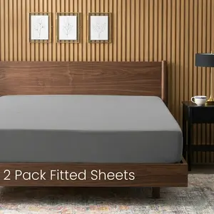 2-Pack Luxury Microfiber Fitted Sheets - Deep Pocket Soft Breathable Bed Sheets