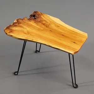 Live-Edge Side Table, Small Coffee Table, Natural Fir Wood