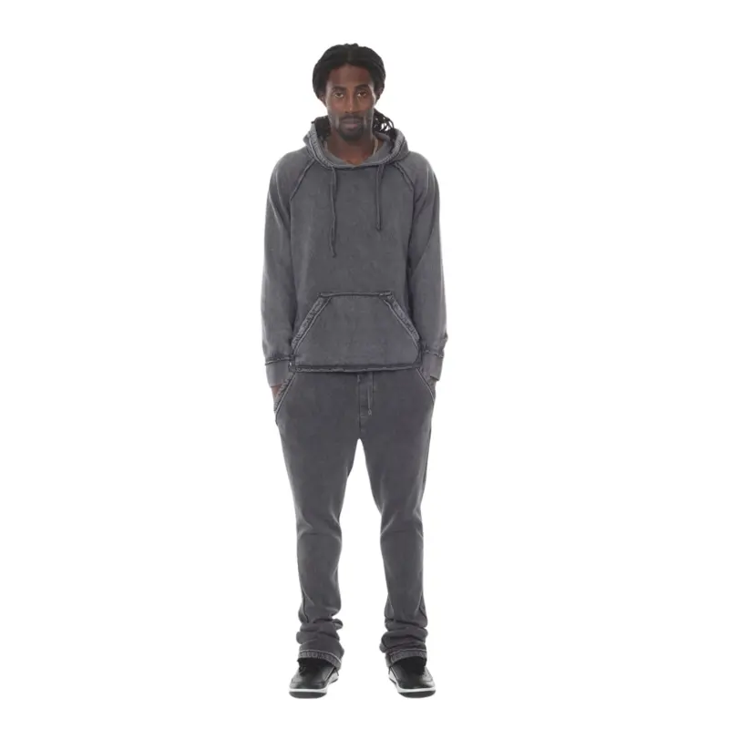Gray Garment Dyed Flared Sweatsuit - Unique Washed Design for Modern Silhouette & Chic Contemporary Vibe - Versatile Comfortable Everyday Wear