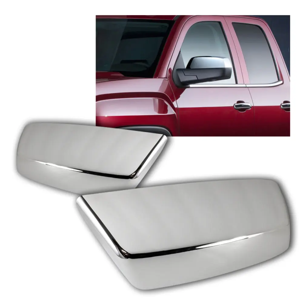 Stay Tuned Performance Pair of Chrome ABS Plastic Side Mirror Cover Cap Compatible With 2014 - 2018 CHEVY SILVERADO 1500 2500HD 3500HD / 2014 - 2018 GMC SIERRA 1500 2500HD 3500HD