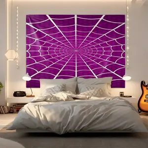 Purple Spider Web Tapestry, Eye-Catching Gothic Wall Art for Bedroom and Living Room Decor, Soft & Durable Polyester, Vibrant Web Pattern, Perfect Gift for Teenagers and Game Lovers