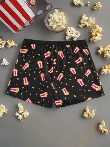Men's Popcorn Print Shorts, Loose Fit Breathable Medium Elastic Fabric, Casual Daily Wear, Comfortable Everyday Clothing