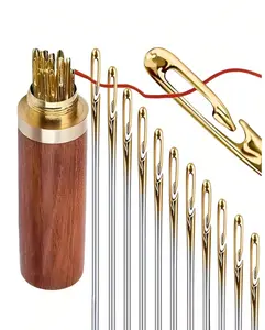 12pcs Stainless Steel Easy Thread Side Hole Sewing Needles, Hand Stitching Pins For Seniors, DIY Home Craft Supplies - White, Stitching Pins