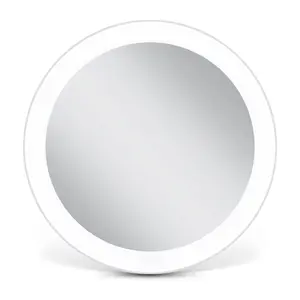 Zadro's Lighted Rechargeable Compact Mirror with Magnification - 3x Magnification, 3 Light Temperature Settings, Finger Ring Grip, and Carrying Pouch