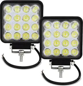 16 LEDs 2 Piece Square Led Work Light Bar 48w 4400LM Driving Pods Floood Beam Work Lamp For Off-Road Suv Boat 4X4 Jeep JK 4Wd Truck :1 PCS
