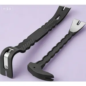 Heavy Duty Strikable Pry Bar Set with Claw Nail Puller, 15-inch Flat Bar and 12-inch Crowbar, Full Body Drop Forged Demolition Tools, Reusable Construction and Demolition Kit for Leverage and Pulling