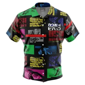 Cowboy Bebop Button Up Hawaiian Shirt | Cool Summer Ape Anime Vibes for Men & Fans for adults and children