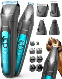 oneisall Quiet Dog Clippers for Grooming – 4-in-1 Cordless Pet Grooming Kit with LED Light, 2000mAh Battery, Paw Trimmer, Nail Grinder, & Clippers for Face, Ears, Legs, & Body