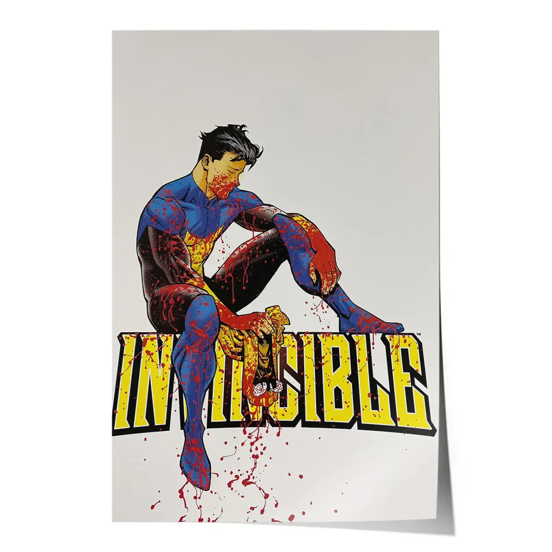 Unframed Waterproof Battle-Damaged Superhero Canvas Art Print - Vintage Comic Book Style, Dynamic Action Hero Wall Decor, Decoration for Gaming Room, Home Office, Room Accessories, Boys Room Accessories