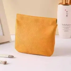 Cosmetic Pouch with Spring-Loaded Auto-Opening Design, Lipstick Bag, Premium Feel, Portable Travel Organizer for Data Cables and Cosmetics