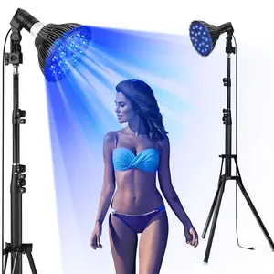 54W UV Tanning Lamp Full Purple Solarium Light Body Face Sunless Tanning Bronzer with Adjustable Design & Timer Setting for Safe Effective Tanning