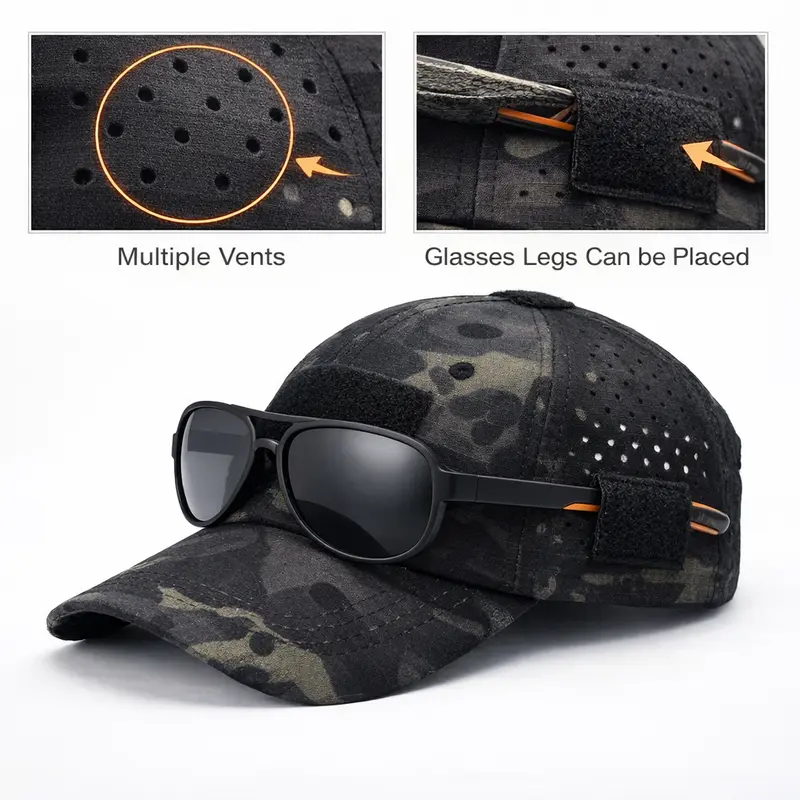 Men's Multicam Camo Trucker Hat - Sturdy Adjustable Mesh Snapback, Breathable Mesh Cap, All Seasons Casual Sports Accessory, Secure Fit, Military-Inspired Tactical Visor, Sun-Protective Men's Accessory