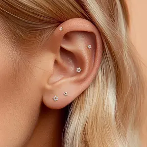 Ear Piercing Titanium Labret Stud Earrings • Conch/Tragus/Helix/Cartilage Studs • Screw Back Studs • Flat Back Earrings • Nose Studs