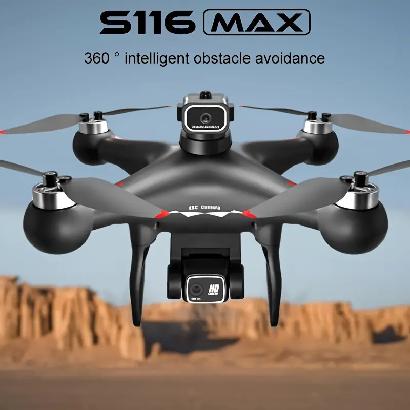 The durable S116 MAX brushless optical flow drone is equipped with dual cameras, WIFI first-person view function, 360° gesture photography, infrared obstacle detection, optical flow positioning and mobile phone app control.It is suitable as a gift for ou