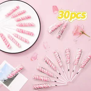 Pink Twisty Lollipops Individually Wrapped Bulk - Valentines Candy Valentine Lollipops Candy - Kid's Whirley Lollipop for Decorating Birthday, Strawberry Flavor 30 Pack