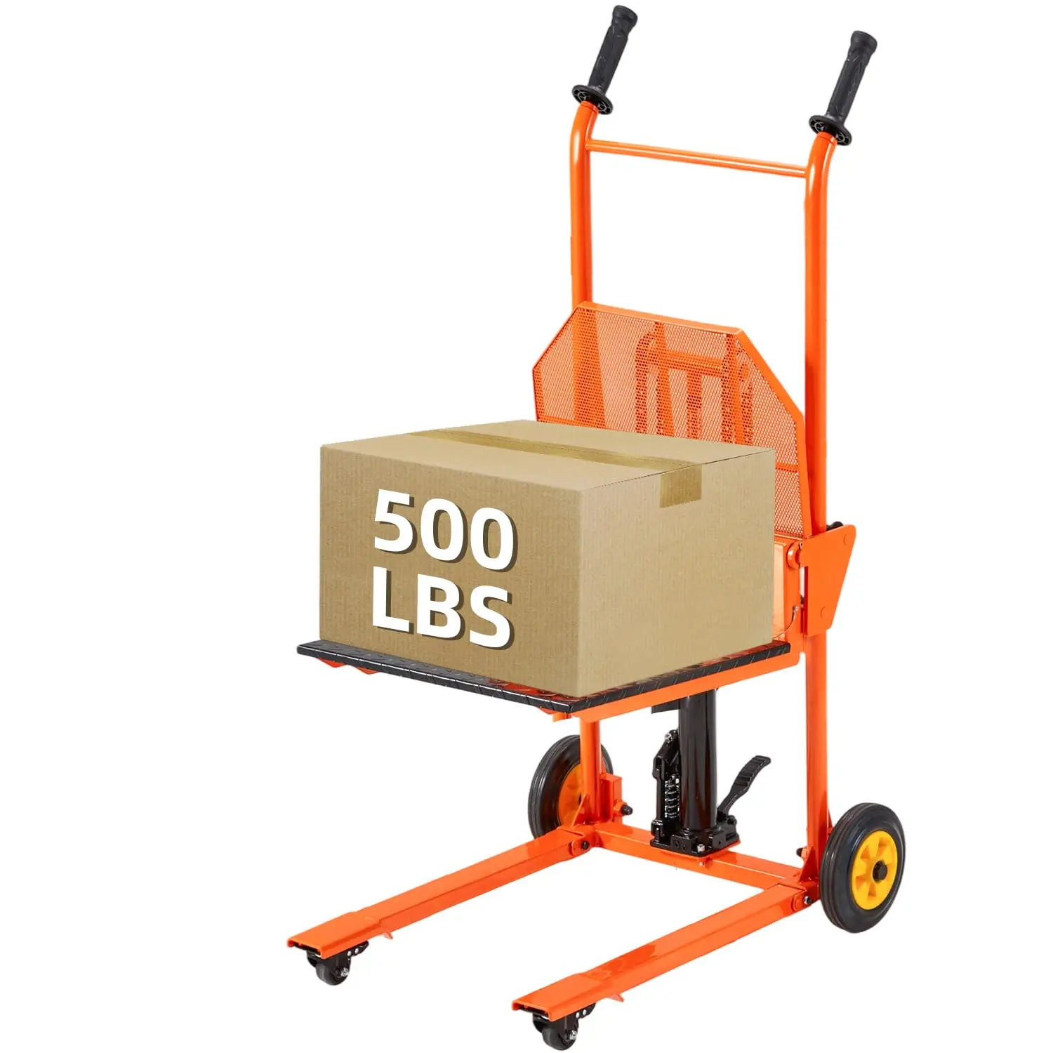 Material Lift Winch Stacker, Hydraulic Lift Table Cart: 500 Lbs Capacity, 32" Max Lift Height, Pallet Truck Jack featuring Lockable Swivel Casters – Ideal for Warehouse
