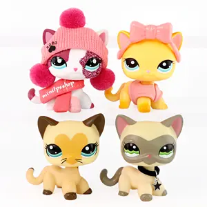 4Pcs Cute Cat Mini Figures with Accessories | Adorable Bobble Head Kitty Toys, Perfect for Pretend Play, Collecting, and Kids' Birthday Party Favors