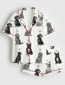 Dachshund French Bulldog Labrador Martini Dog Cocktail Pajama Set, French Bulldog Sleepwear Pjs, Dachshund Labrador PJs Gifts for Her