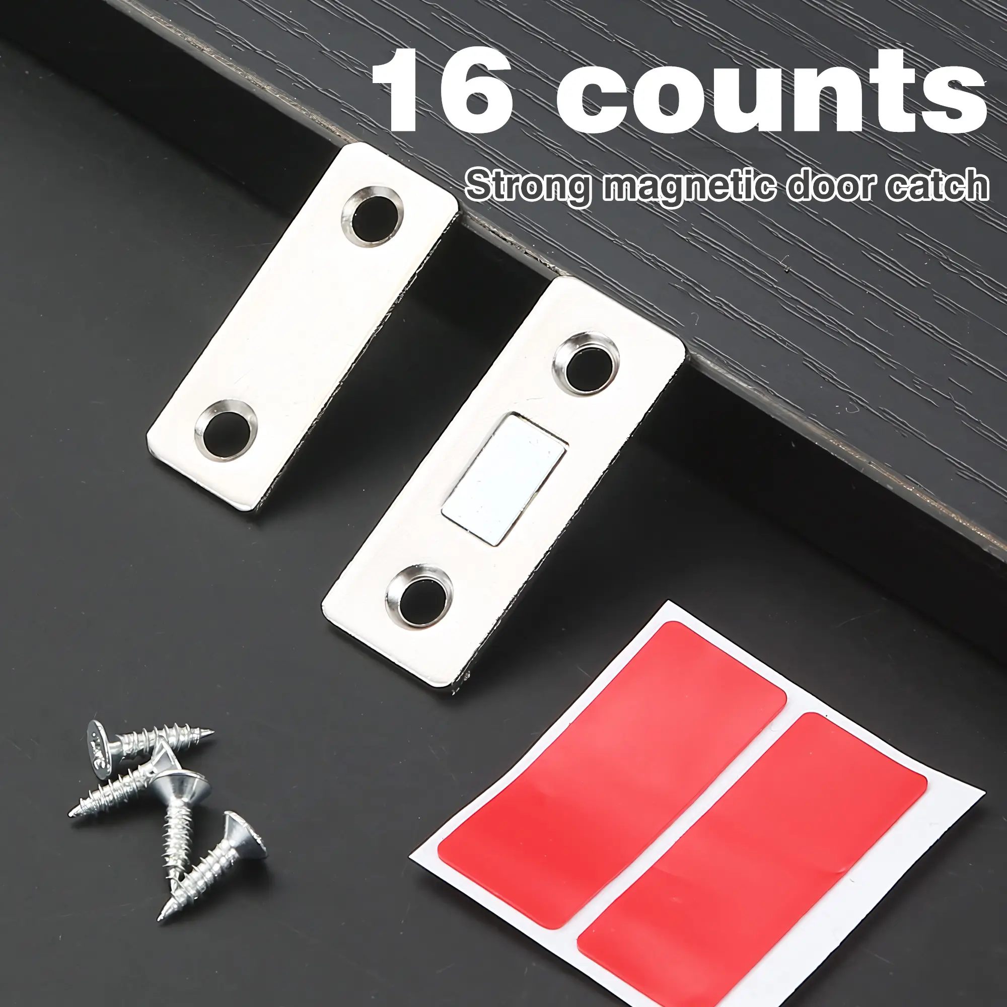 16 Counts Cabinet Magnetic Catch without Punching, Fits Sliding Doors, Drawers & Cabinets
