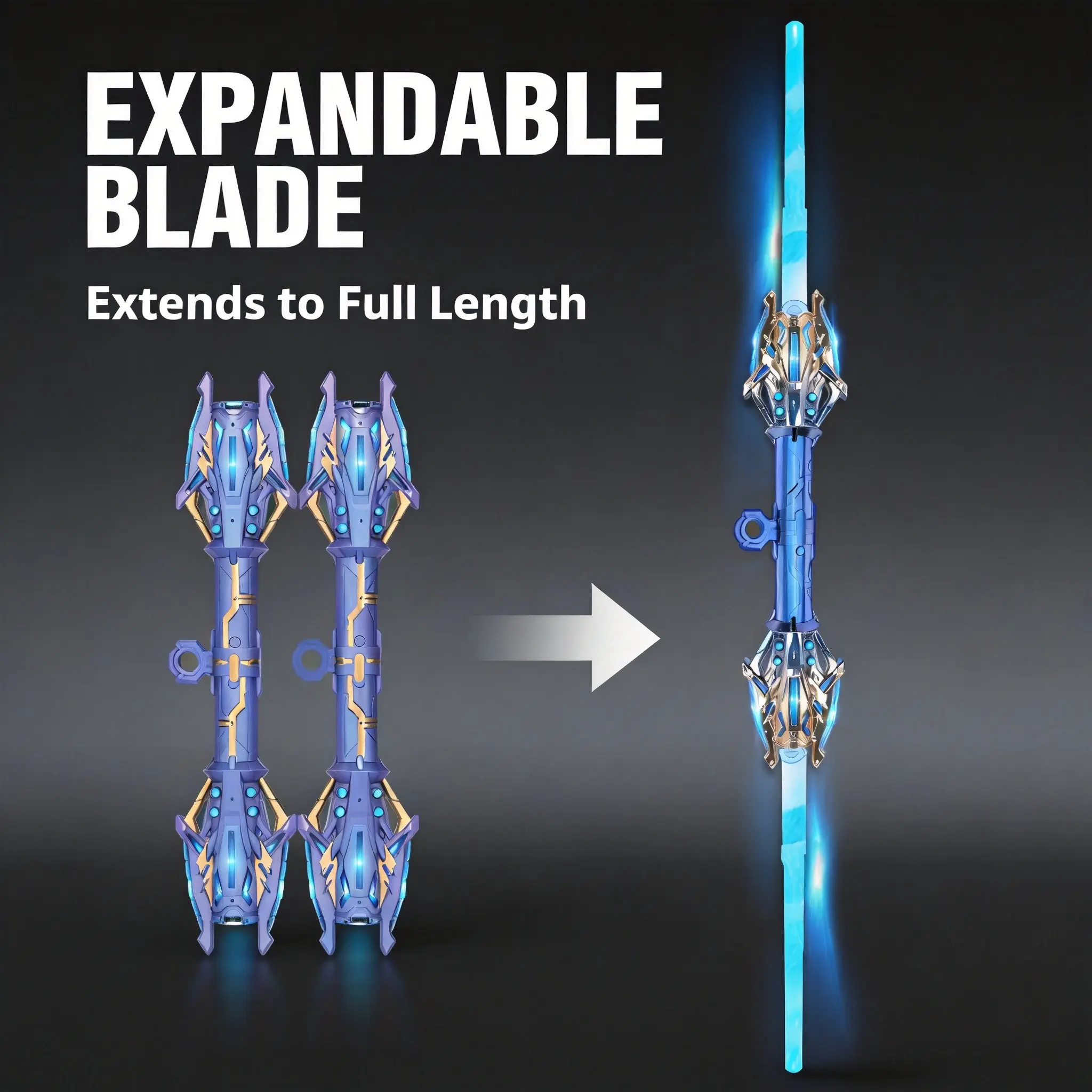 Double‑End Expandable Spinning Lightsaber Toy, RGB 7‑Color LED Light Up Sword, Rechargeable 360° Rotating Fidget Top Toy for Kids, Boys Girls Cosplay Party Costume Accessory