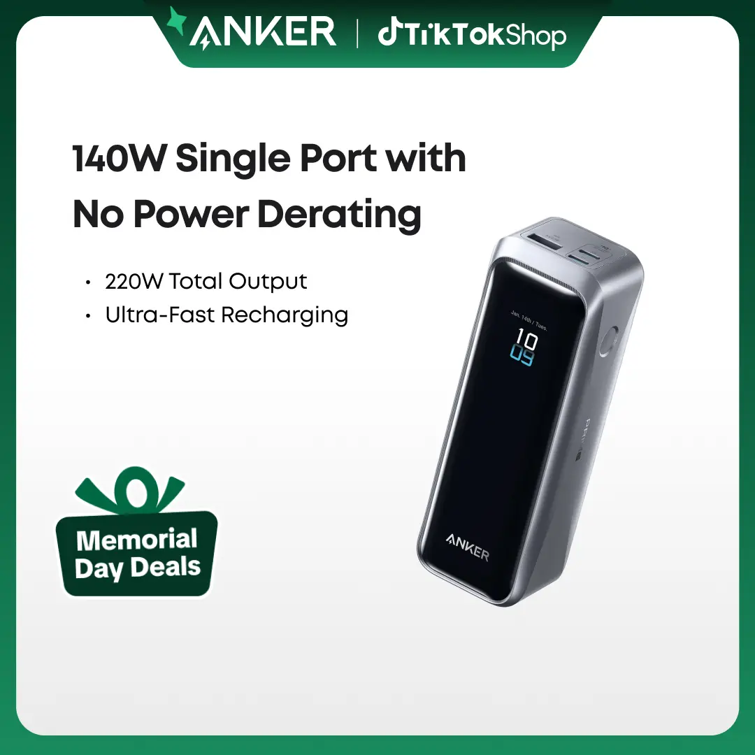 Live Only]Anker Prime Power Bank, 20,100mAh 3-Port Portable Charger with  220W Max Output, Two-Way Charging, TSA-Approved, App Control, for MacBook,  iPhone 17/16 Series, and More (Base Not Included) - TikTok Shop