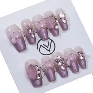 ZVNAIL Medium Length Press On nails C21-C75 Handmade Acrylic Nail Art 10Pcs/Sets Free Tools. Manicure Nail Care Nail Polish Daily Durable Luxury