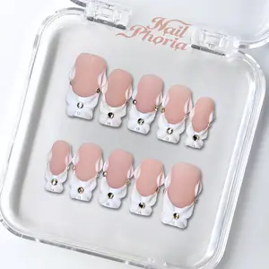 NailPhoria LUNAR SILK -SUMMER Handmade Press-On Nails | Reusable, Salon-Quality, Long-Lasting, Glossy Design