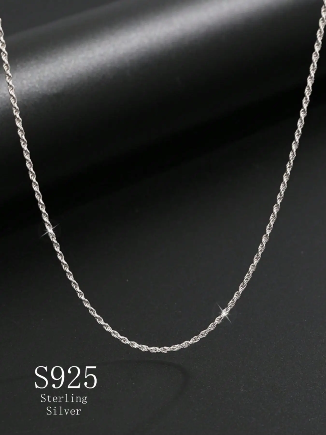 925 Sterling Silver Men's Twist Design Necklace, Fashionable Retro Chain Necklace, Trendy All-match & Exquisite Jewelry for Birthday Gift