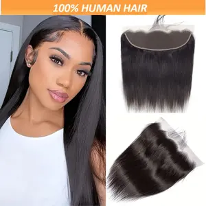 Wholesale NEW Arrived Human Hair HD Lace Frontal Closure Straight Transparent Lace Frontal Ear to Ear13x4 Hd Lace Frontal Human Hair Closures Pre Plucked with Hair