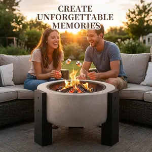 This Elevated Concrete Outdoor Fire Pit Turns Your Backyard Into a Cozy Gathering Spot! Perfect for S'mores Nights, Bonfires & Creating Unforgettable Memories with Family & Friends. Ideal for Patio, Garden & Camping. Your New Must-Have for Outdoor Living!