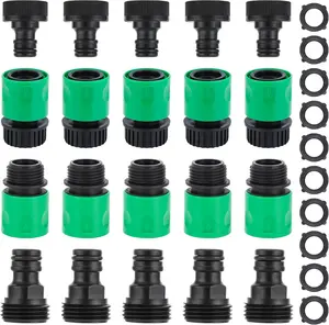 Garden Hose Quick Connector, 3/4 Inch Male and Female Garden Hose Fitting Quick Connector Rubber Washers Leak Proof Durable Aluminum, Summer Vibes