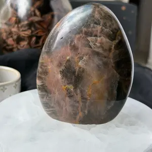 Black Moonstone Freeform - Large Flashy Polished Gemstone - Altar Crystal