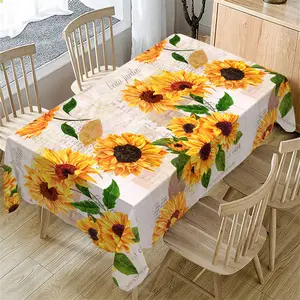 Rectangular Summer Tablecloth, Sunflower Pattern Dining Table Cover, Picnic Table Cover, Home Kitchen Restaurant Decor, Garden Courtyard Decoration