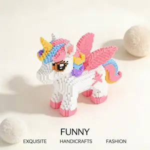 1651pcs Unicorn Series Building Blocks Set, Creative DIY Toy Decorations, Handmade Art Craft, Desk Home Living Room Decoration