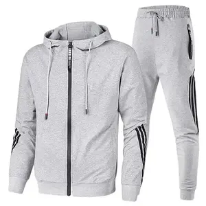 New Men Tracksuit 2 Pieces Men's Winter Jacket Casual Zipper Jackets Sportswear + Pants Sweatshirt Fleece Hoodie Sports Suit