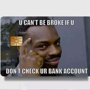 U Can't Be Broke Card Skin - Simple Design for Stress Relief and Financial Awareness