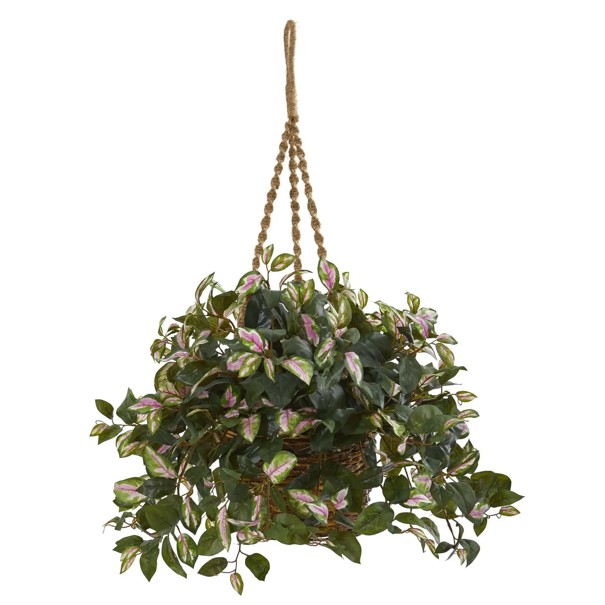 Small-Leaf Artificial Hanging Basket with Hanging Plant Hanger & Hook, Indoor-Outdoor Garden Planter for Home Improvement, Outdoor Artificial Plants Botanical Decor