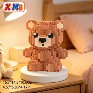 Cute Brown Bear Building Blocks Set - Kawaii Teddy Bear Micro Brick Animal DIY Toy Gift for Kids Home Decor