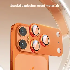 Suitable for iPhone 17/16/15/14/13 Pro Max Metal Armor Lens Film IP17 Air Camera Phone Lens CD Pattern Integrated Anti-drop Lens Protector